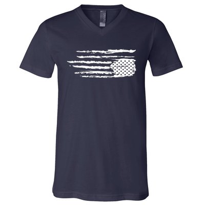 We Are Not Ok Upside Down USA Flag In Distress V-Neck T-Shirt