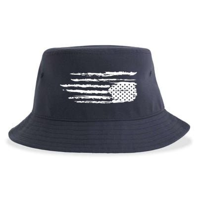 We Are Not Ok Upside Down USA Flag In Distress Sustainable Bucket Hat