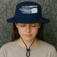 We Are Not Ok Upside Down USA Flag In Distress Bucket Hat