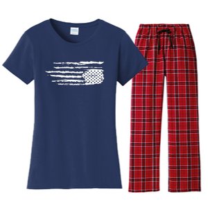 We Are Not Ok Upside Down USA Flag In Distress Women's Flannel Pajama Set