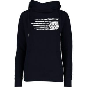 We Are Not Ok Upside Down USA Flag In Distress Womens Funnel Neck Pullover Hood