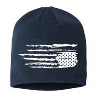 We Are Not Ok Upside Down USA Flag In Distress Sustainable Beanie