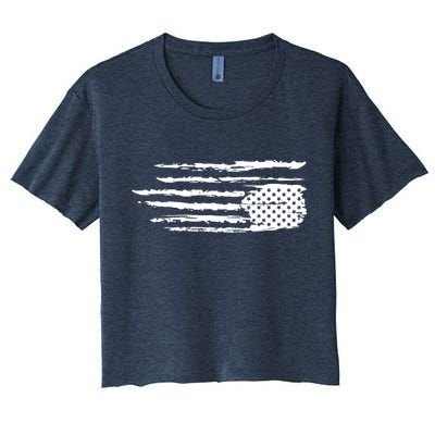 We Are Not Ok Upside Down USA Flag In Distress Crop Top