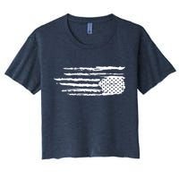 We Are Not Ok Upside Down USA Flag In Distress Crop Top