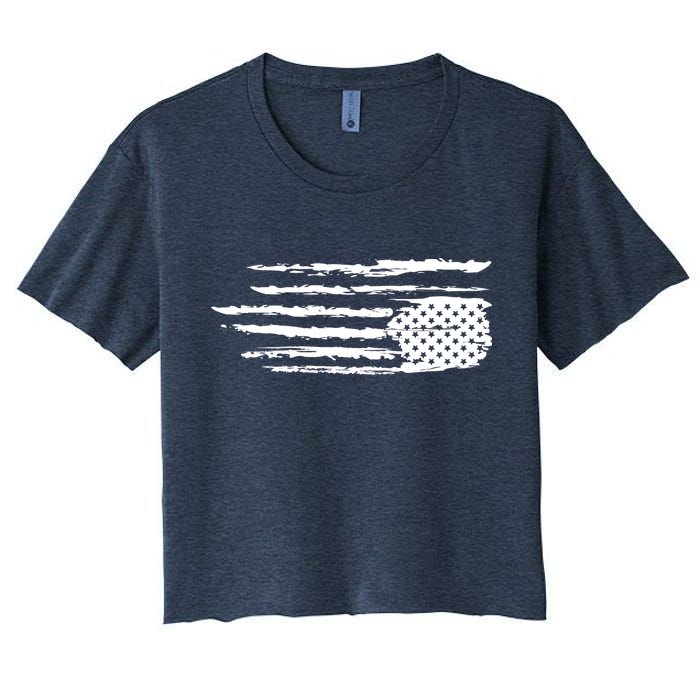 We Are Not Ok Upside Down USA Flag In Distress Crop Top