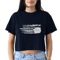 We Are Not Ok Upside Down USA Flag In Distress Crop Top