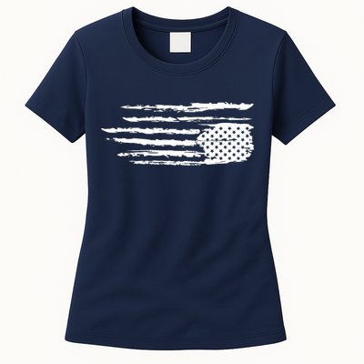 We Are Not Ok Upside Down USA Flag In Distress Womens T-Shirt