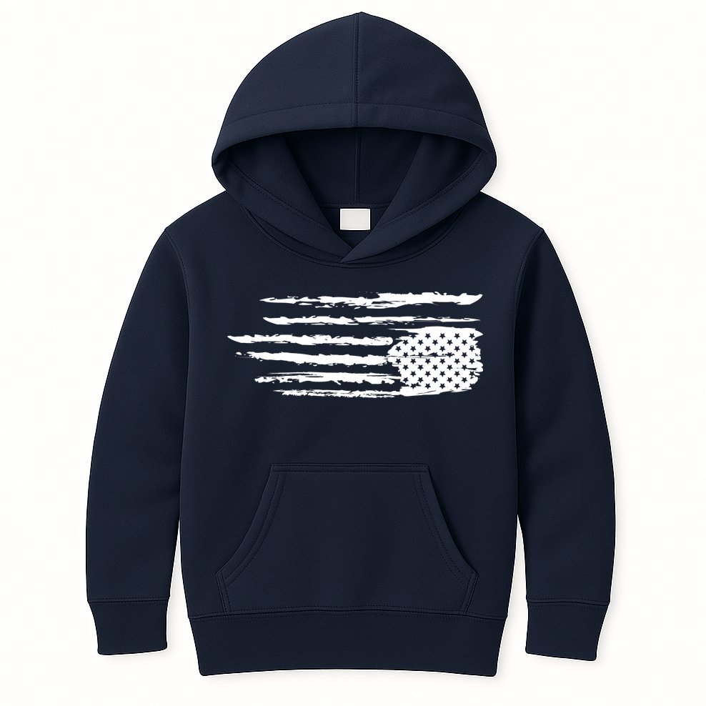 We Are Not Ok Upside Down USA Flag In Distress Kids Hoodie