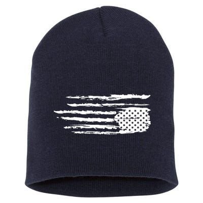 We Are Not Ok Upside Down USA Flag In Distress Short Acrylic Beanie