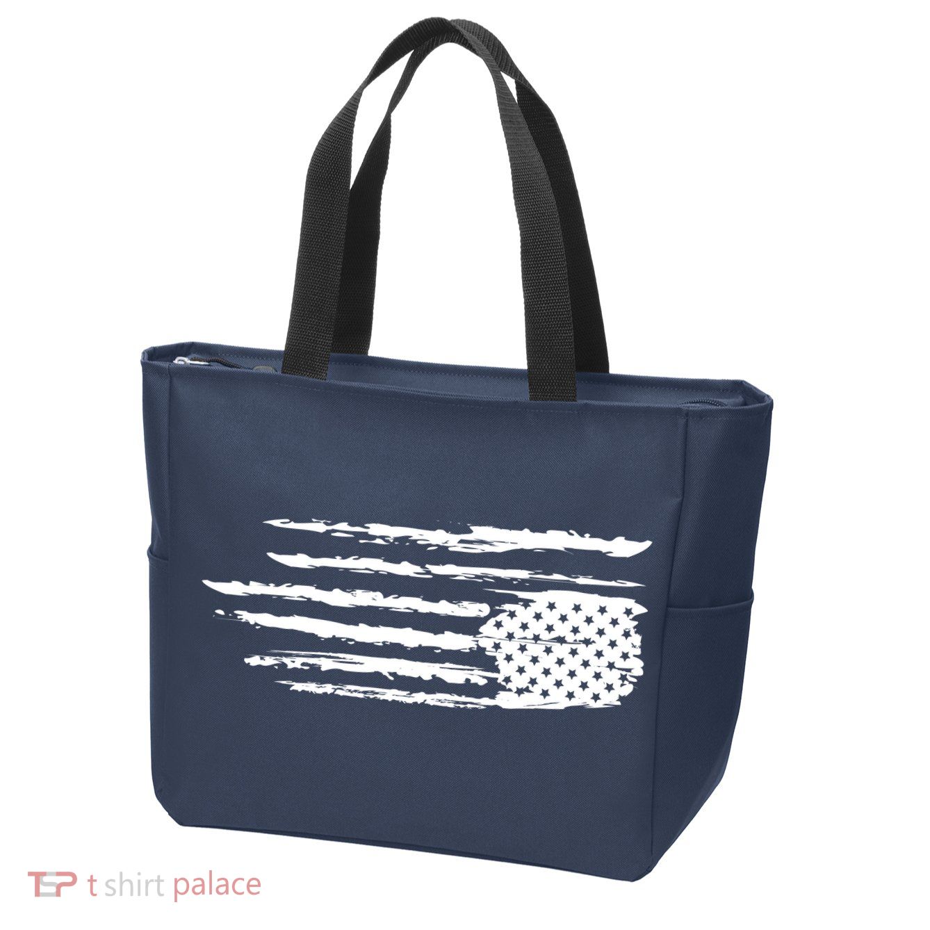 We Are Not Ok Upside Down USA Flag In Distress Zip Tote Bag