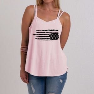 We Are Not Ok Upside Down USA Flag In Distress Women's Strappy Tank