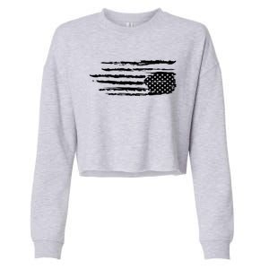 We Are Not Ok Upside Down USA Flag In Distress Cropped Pullover Crew