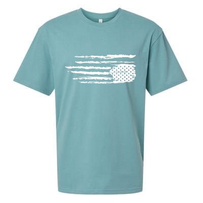 We Are Not Ok Upside Down USA Flag In Distress Sueded Cloud Jersey T-Shirt