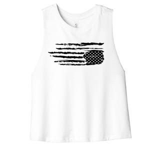 We Are Not Ok Upside Down USA Flag In Distress Women's Racerback Cropped Tank