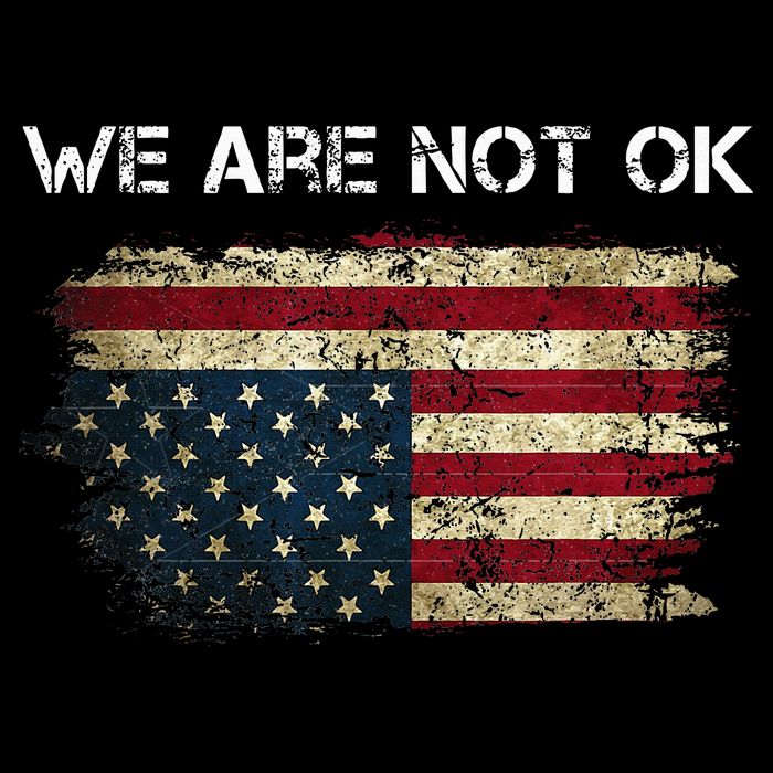We Are Not Ok Usa Flag Upside Down Cooling Performance Crew T-Shirt