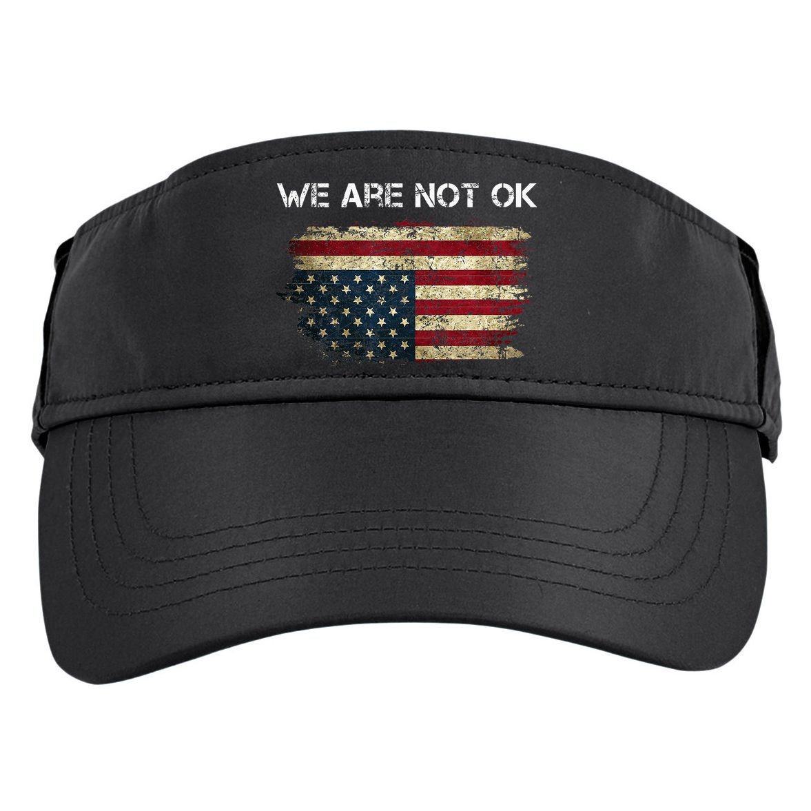 We Are Not Ok Usa Flag Upside Down Adult Drive Performance Visor
