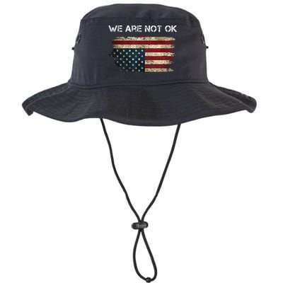 We Are Not Ok Usa Flag Upside Down Bucket Hat
