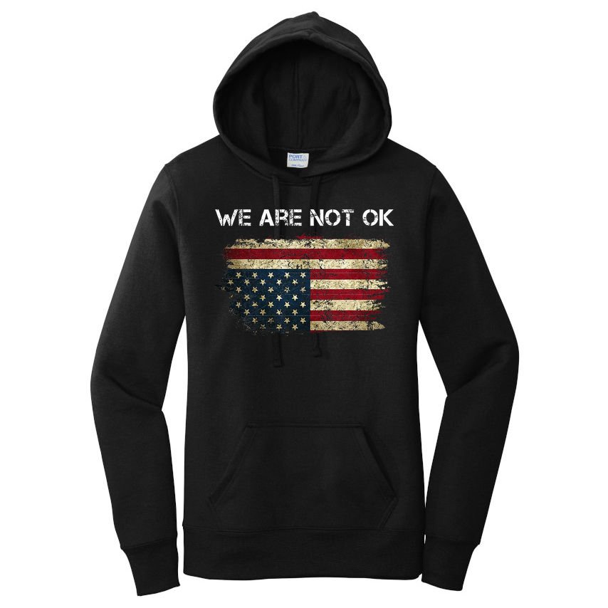 We Are Not Ok Usa Flag Upside Down Women's Pullover Hoodie