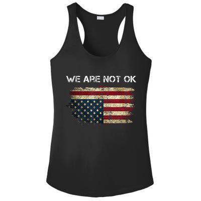 We Are Not Ok Usa Flag Upside Down Ladies PosiCharge Competitor Racerback Tank