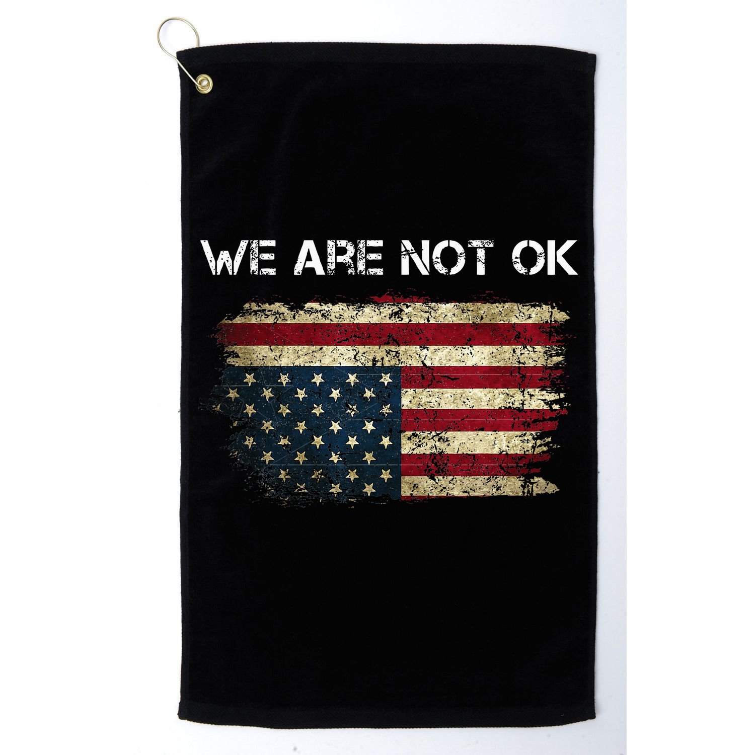 We Are Not Ok Usa Flag Upside Down Golf Towel