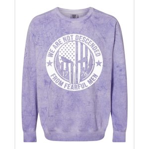 We Are Not Descended From Fearful  Patriotic 1776 Skull Colorblast Crewneck Sweatshirt