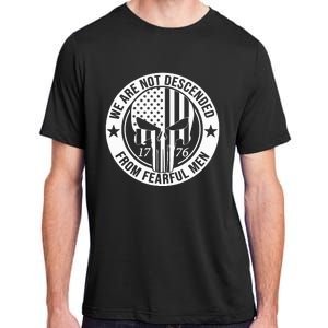 We Are Not Descended From Fearful  Patriotic 1776 Skull Adult ChromaSoft Performance T-Shirt