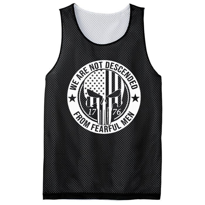 We Are Not Descended From Fearful  Patriotic 1776 Skull Mesh Reversible Basketball Jersey Tank