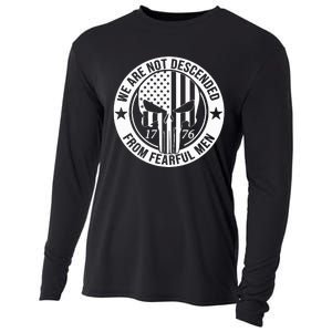 We Are Not Descended From Fearful  Patriotic 1776 Skull Cooling Performance Long Sleeve Crew