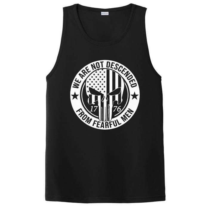 We Are Not Descended From Fearful  Patriotic 1776 Skull PosiCharge Competitor Tank