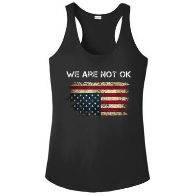 We Are Not Ok Usa Flag Upside Down Ladies PosiCharge Competitor Racerback Tank