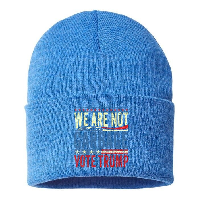 We Are Not Garbage Vote Trump 2024 Sustainable Knit Beanie