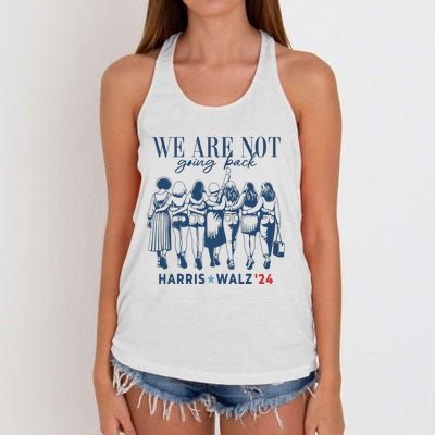 We Are Not Going Back Kamala Harris Waltz 24 Madam President Women's Knotted Racerback Tank