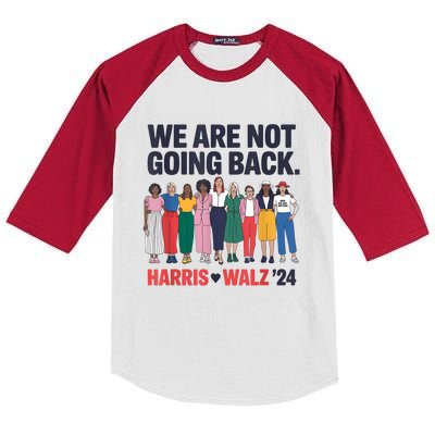 We Are Not Going Back Kamala Harris Waltz 24 Madam President Kids Colorblock Raglan Jersey