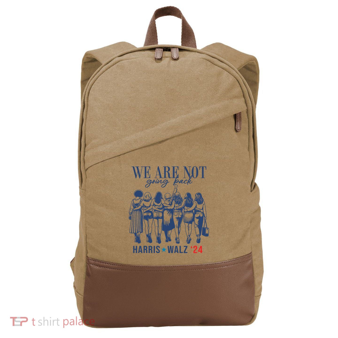 We Are Not Going Back Kamala Harris Waltz 24 Eleciton Cotton Canvas Backpack