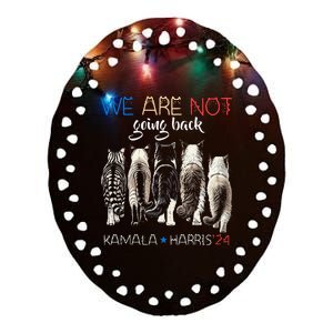 We Are Not Going Back Funny Cat Kamala Harris Walz 2024 Ceramic Oval Ornament