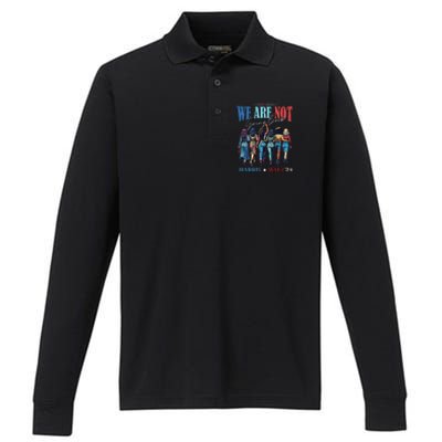 We Are Not Going Back Kamala Harris Waltz 24 Performance Long Sleeve Polo