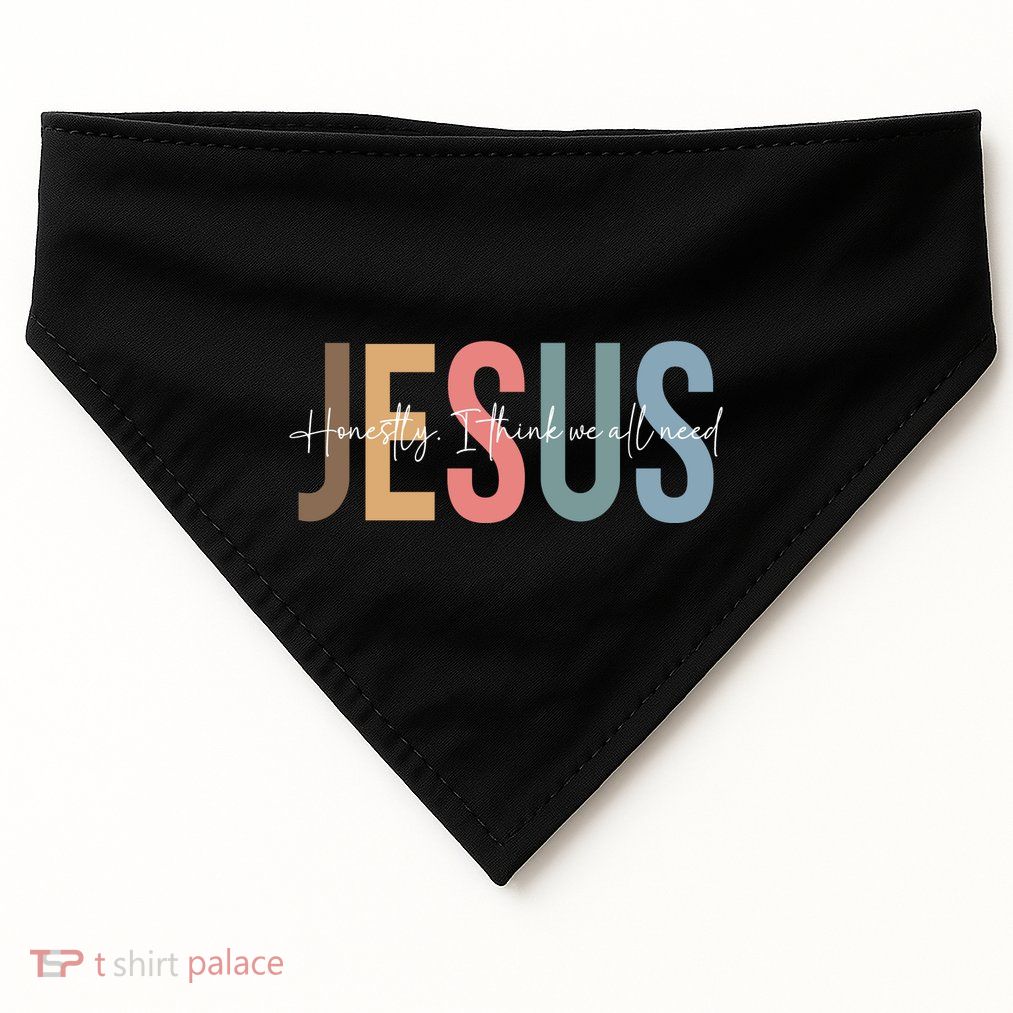 We All Need Jesus Romans 3:23 Christian Bible Verse Front & Back USA-Made Doggie Bandana