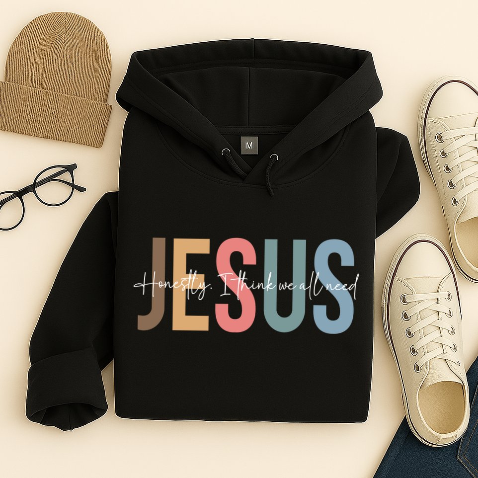 We All Need Jesus Romans 3:23 Christian Bible Verse Front & Back Hoodie