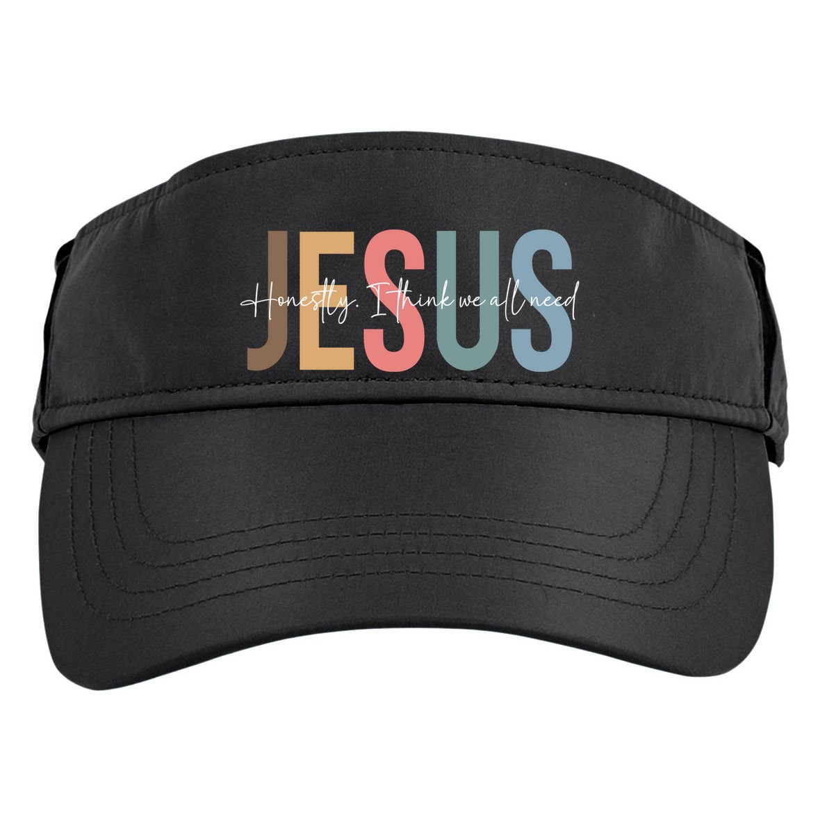 We All Need Jesus Romans 3:23 Christian Bible Verse Front & Back Adult Drive Performance Visor