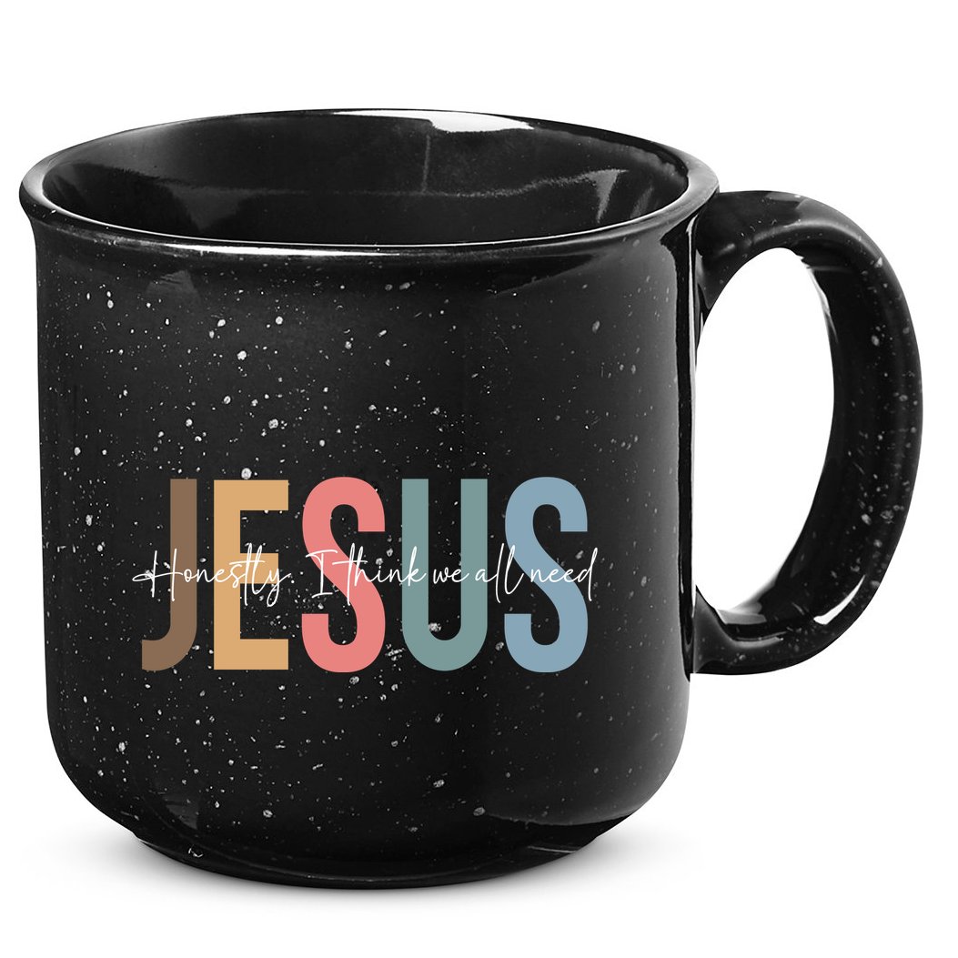 We All Need Jesus Romans 3:23 Christian Bible Verse Front & Back 15oz Campfire Ceramic Mug