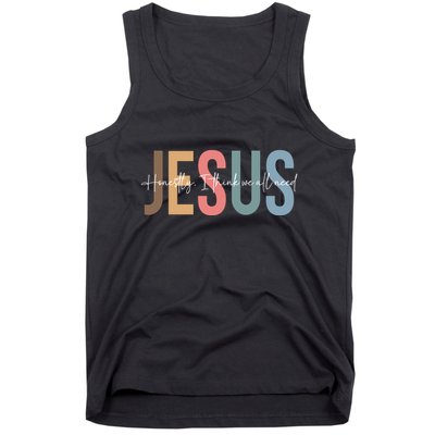We All Need Jesus Romans 3:23 Christian Bible Verse Front & Back Tank Top