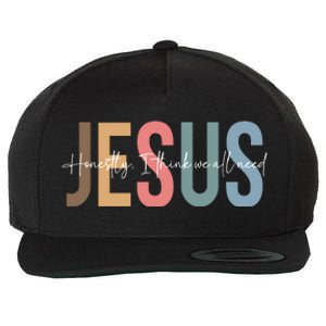 We All Need Jesus Romans 3:23 Christian Bible Verse Front & Back Wool Snapback Cap