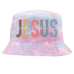 We All Need Jesus Romans 3:23 Christian Bible Verse Front & Back Tie-Dyed Bucket Hat