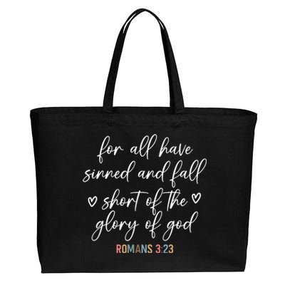 We All Need Jesus Romans 3:23 Christian Bible Verse Front & Back Cotton Canvas Jumbo Tote