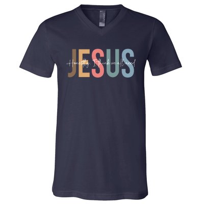 We All Need Jesus Romans 3:23 Christian Bible Verse Front & Back V-Neck T-Shirt