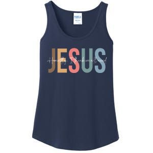 We All Need Jesus Romans 3:23 Christian Bible Verse Front & Back Ladies Essential Tank