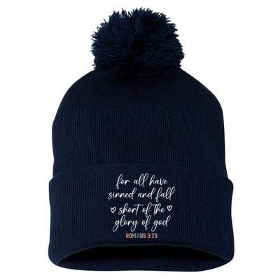 We All Need Jesus Romans 3:23 Christian Bible Verse Front & Back Pom Pom 12in Knit Beanie