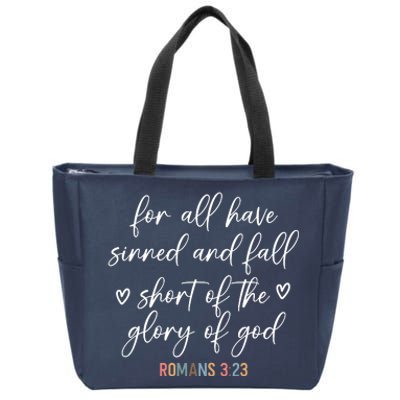 We All Need Jesus Romans 3:23 Christian Bible Verse Front & Back Zip Tote Bag