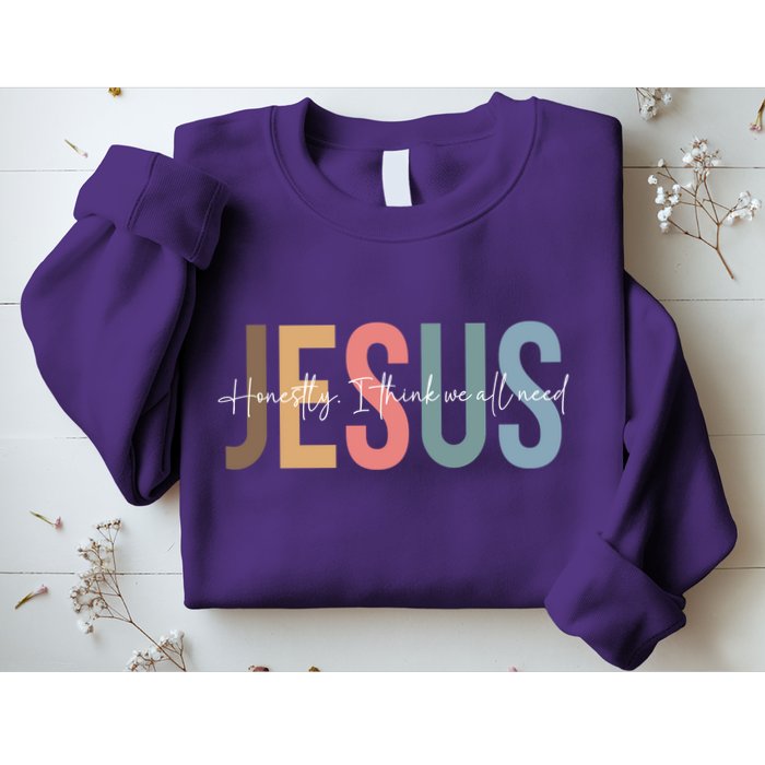 We All Need Jesus Romans 3:23 Christian Bible Verse Front & Back Sweatshirt