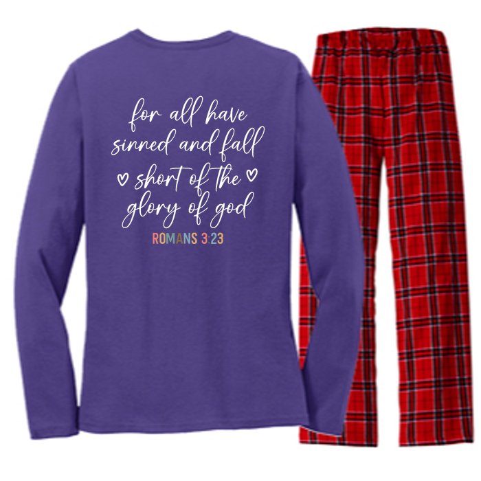 We All Need Jesus Romans 3:23 Christian Bible Verse Front & Back Women's Long Sleeve Flannel Pajama Set 